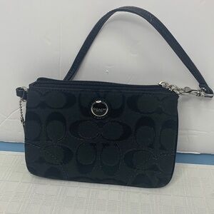 Coach Park Signature Medium Black Fabric Wristlet